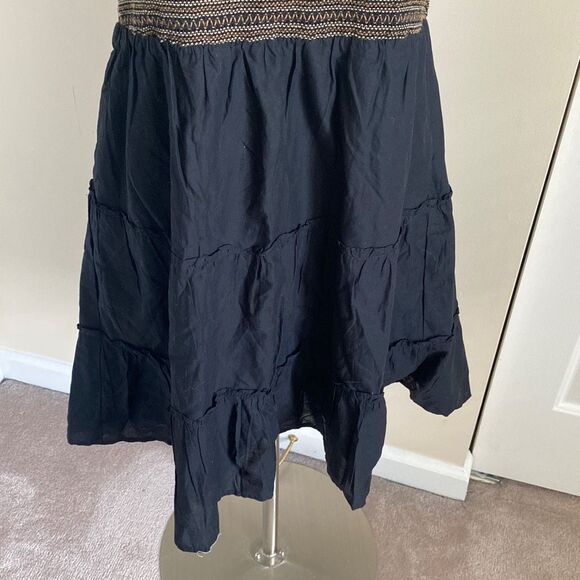 J. Crew Factory Smocked tiered mini dress‎ Black Size M NWT - Picture 5 of 9